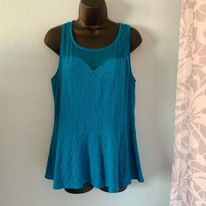 Xhilaration Teal Mesh Peplum Sleeveless Top Size Medium
